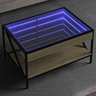 vidaXL Soffbord med Infinity LEDs sonoma-ek 70x50x38 cm