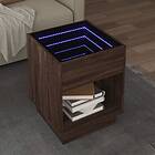 vidaXL Soffbord med Infinity LEDs brun ek 40x40x50 cm