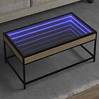 vidaXL Soffbord med Infinity LEDs sonoma-ek 90x50x41 cm