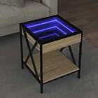 vidaXL Soffbord med Infinity LEDs sonoma-ek 40x40x49 cm