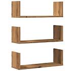 vidaXL Vägghyllor 3 st ek 58x18x18 cm konstruerat trä