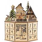 Clever Creations Traditional Wooden Round Advent Calendar Village