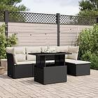 vidaXL Loungegrupp med dynor 6 delar svart konstrotting