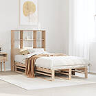 vidaXL Säng med bokhylla utan madrass 100x200 cm massiv trä
