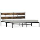 vidaXL Sängram utan madrass metall rökfärgad ek 183x213 cm