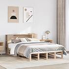vidaXL Säng med bokhylla utan madrass 140x190 cm massiv trä