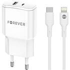 Forever TC-01-20AC USB/USB-C 20W med Lightning Kabel QC PD