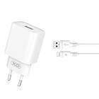 XO Väggladdare CE02D USB 18W med USB/Lightning Kabel QC 3.0