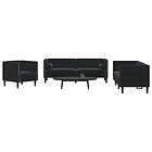 vidaXL Soffgrupp chesterfield 3 delar bolsterkuddar svart sammet