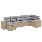 vidaXL Soffgrupp för trädgård med dynor 7 delar mixbeige konstrotting