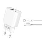 XO CE02C 2xUSB 2,1A med MicroUSB Kabel