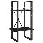 vidaXL Bokhylla 2 hyllplan svart 40x30x70 cm massiv furu