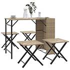 vidaXL Matgrupp för trädgården hopfällbar 5 delar beige konstrotting