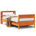 vidaXL Sängram utan madrass vaxad brun 90x190 cm massiv furu