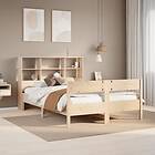 vidaXL Säng med bokhylla utan madrass 120x190 cm massiv furu