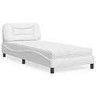 vidaXL Säng med madrass vit 90x200 cm konstläder