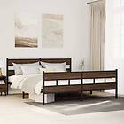 vidaXL Sängram utan madrass metall brun ek 183x213 cm