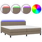 vidaXL Ramsäng med madrass & LED taupe 200x200 cm tyg