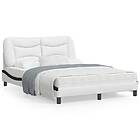 vidaXL Sängram med LED-belysning vit och svart 140x190 cm konstläder