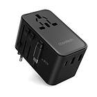 Choetech Chotech Väggladdare Reseadapter 35W Med Built-In USB-C Kabel