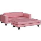 vidaXL Barnsoffa med fotpall rosa 100x50x30 cm sammet