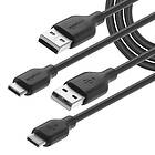 AmazonBasics USB-C till USB-A 2.0 1,83 m 2-pack