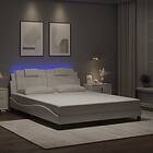 vidaXL Sängram med LED-belysning vit 160x200 cm konstläder