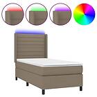vidaXL Ramsäng med madrass & LED taupe 90x200 cm tyg