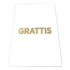 Kort Grattis Vit med Guldtext