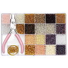 Seed bead kit – med massor av skimrande rocaillespärlor, smyckestillbehör, tråd och en rundtång