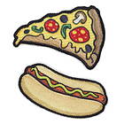 Panduro Hobby Iron-on tygmärke pizza och korv, 65x45 mm/65x30 mm