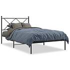 vidaXL Sängram med huvudgavel metall svart 100x190 cm