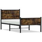 vidaXL Sängram utan madrass metall rökfärgad ek 90x190 cm