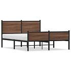 vidaXL Sängram utan madrass metall brun ek 140x190 cm