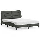vidaXL Säng med madrass mörkgrå 140x190 cm tyg