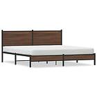 vidaXL Sängram utan madrass metall brun ek 160x200 cm