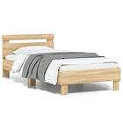 vidaXL Sängram utan madrass med huvudgavel sonoma-ek 90x190 cm