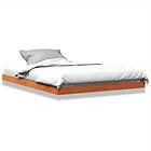 vidaXL Sängram vaxad brun 135x190 cm massiv furu