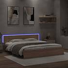 vidaXL Sängram med huvudgavel och LED sonoma-ek 180x200 cm
