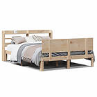 vidaXL Sängram med huvudgavel 120x190 cm massiv furu