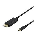 Deltaco USB-C HDMI kabel 4K UHD Gold plated 2m Svart