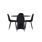 Venture Design Bootcut Round & Polar matgrupp Svart/svart 4 stolar & bord 110 cm