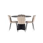 Venture Design Bootcut Round & Limhamn matgrupp Beige/svart 4 stolar & bord 110 cm