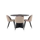 Venture Design Bootcut Round & Velvet matgrupp Beige/svart 4 stolar & bord 110 c