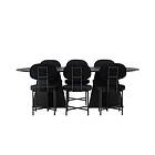 Venture Design Bootcut & Stella matgrupp Svart/svart 6 stolar & bord 230 x 115 cm