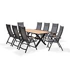 Lifestyle Garden Panama matgrupp Teak/svart 8 positionsstolar & bord 200x90 cm