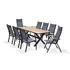 Lifestyle Garden Panama matgrupp Teak/svart 6 stapelstolar, 2 pos.stolar & bord 200x90 cm