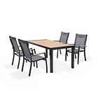 Lifestyle Garden Panama matgrupp Teak/svart 4 stapelstolar & bord 160x90 cm
