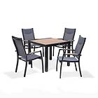Lifestyle Garden Panama matgrupp Teak/svart 2 stapelstolar & bord 88x88 cm