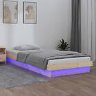 vidaXL Sängram LED 90x190 cm massivt trä